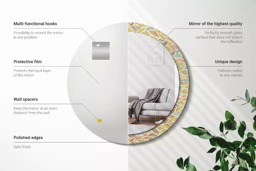 Miroir rond avec décoration Abstrait