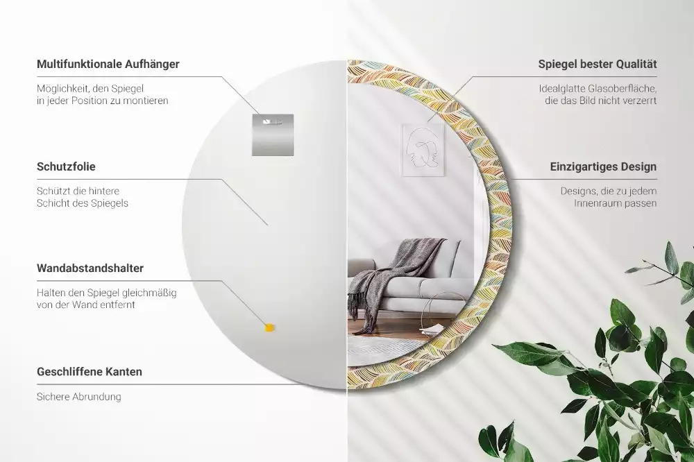 Miroir rond avec décoration Abstrait