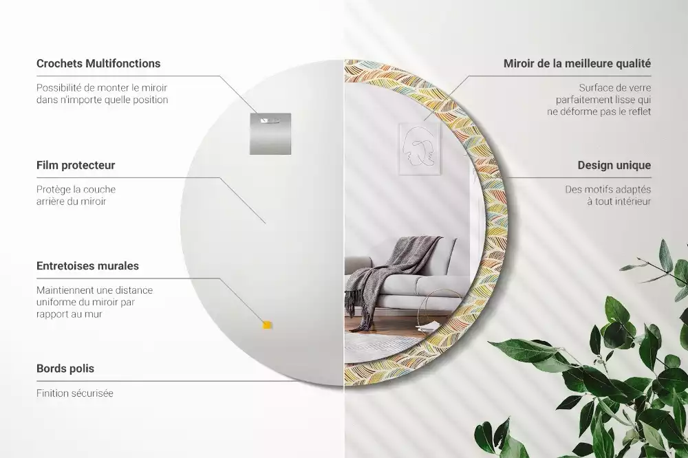 Miroir rond avec décoration Abstrait