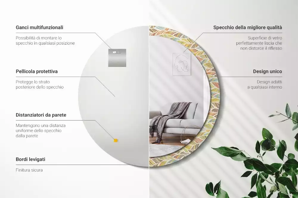 Miroir rond avec décoration Abstrait