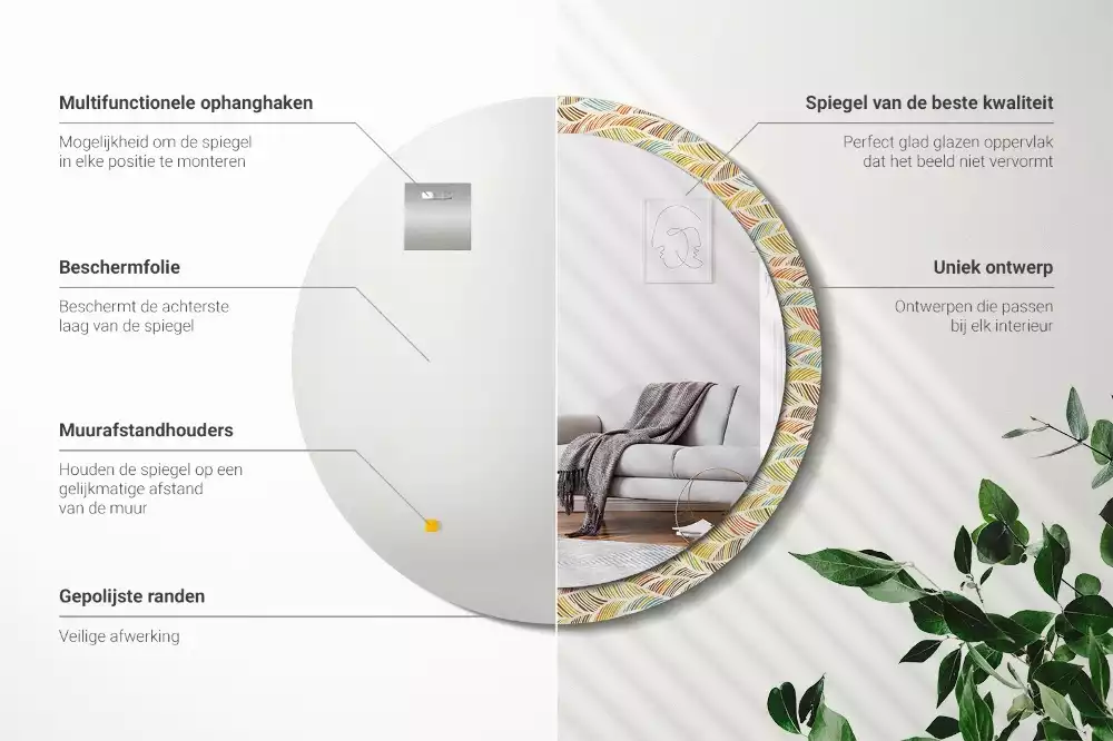 Miroir rond avec décoration Abstrait