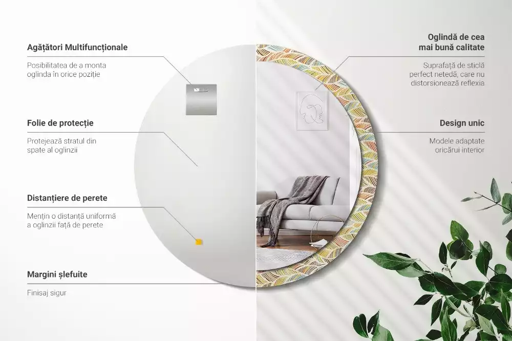 Miroir rond avec décoration Abstrait