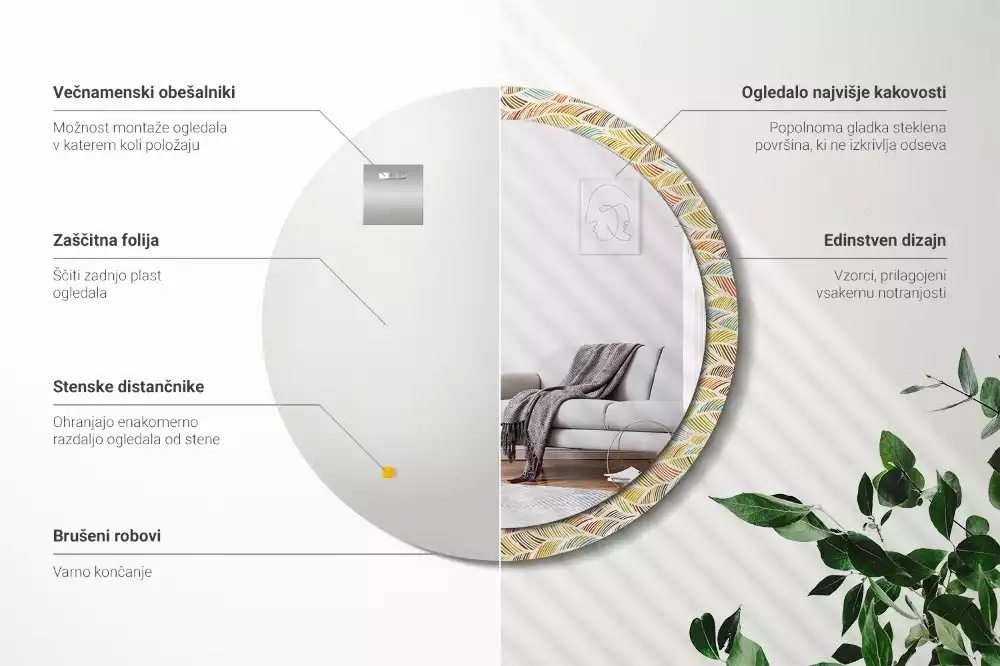 Miroir rond avec décoration Abstrait