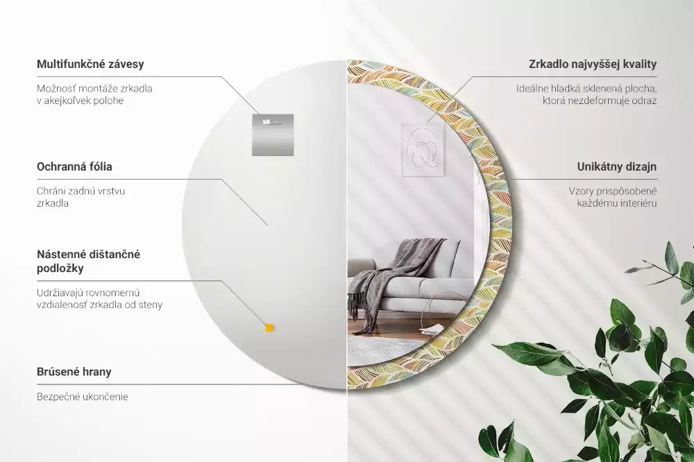 Miroir rond avec décoration Abstrait