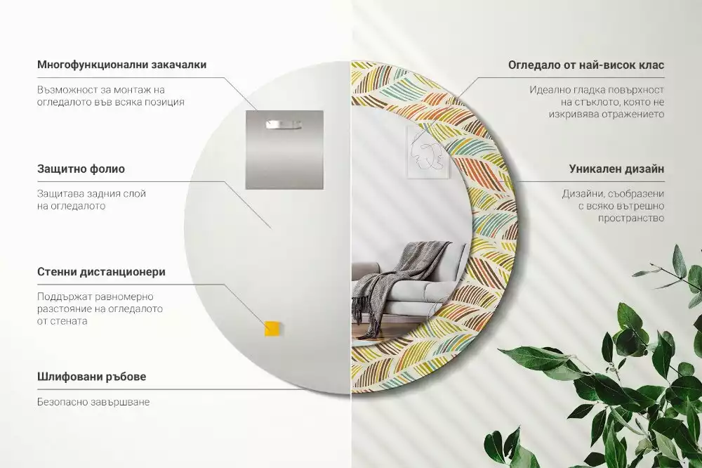 Miroir rond avec décoration Abstrait