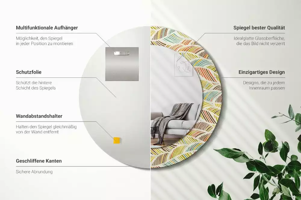 Miroir rond avec décoration Abstrait