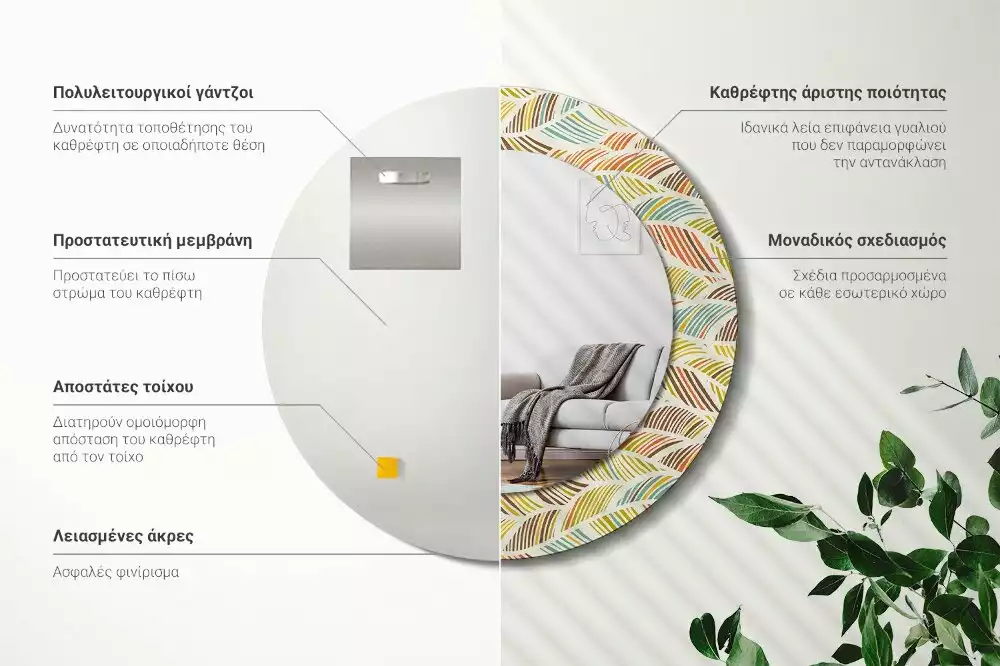 Miroir rond avec décoration Abstrait