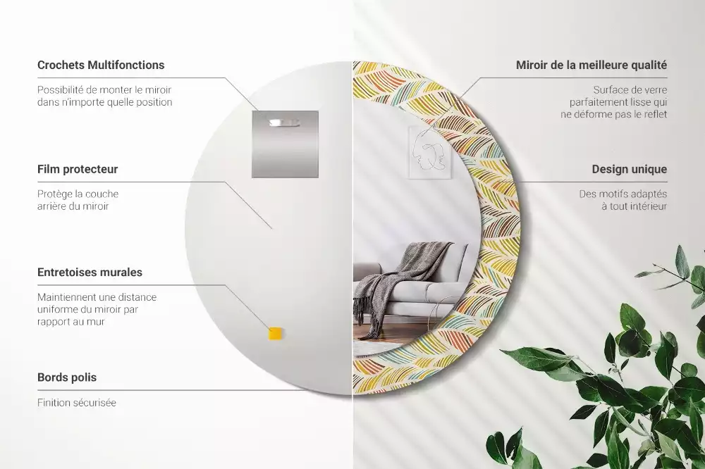 Miroir rond avec décoration Abstrait