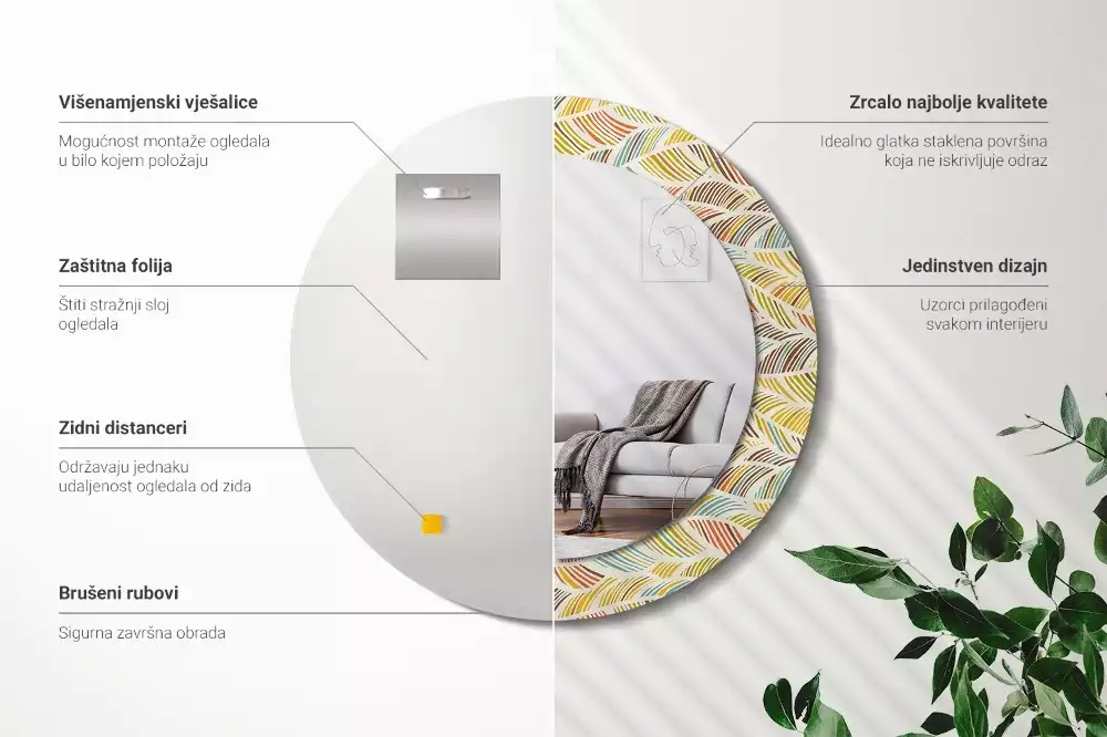 Miroir rond avec décoration Abstrait