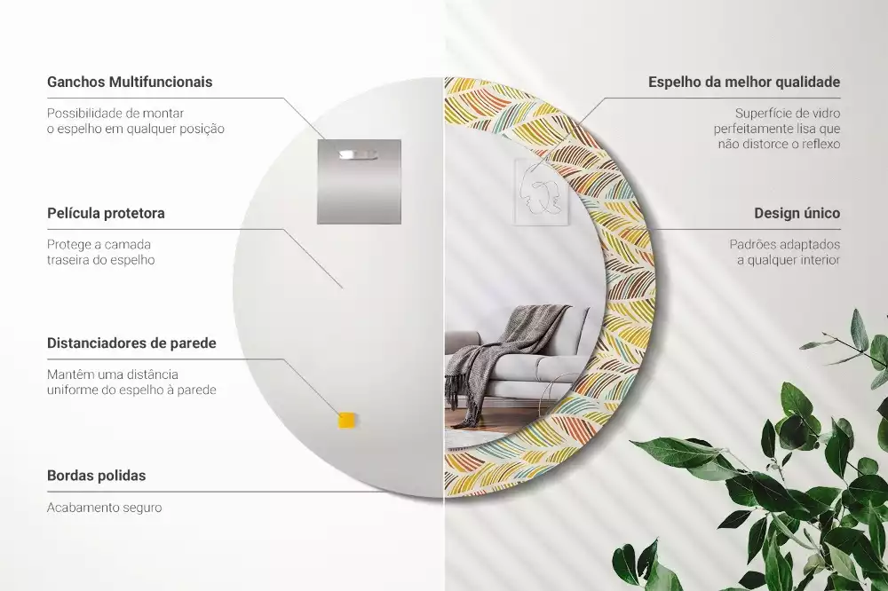 Miroir rond avec décoration Abstrait