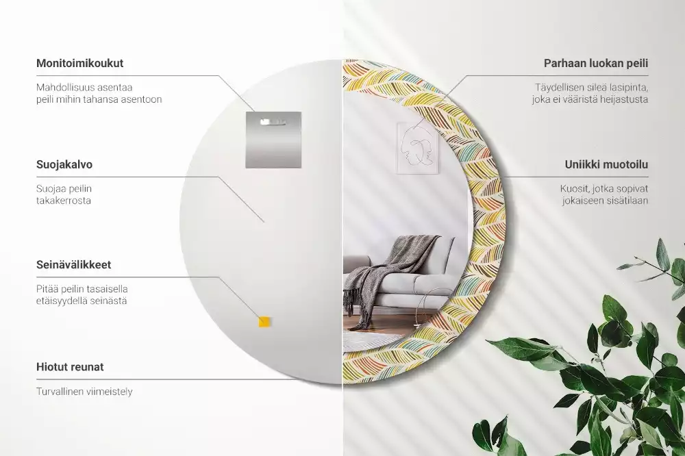 Miroir rond avec décoration Abstrait