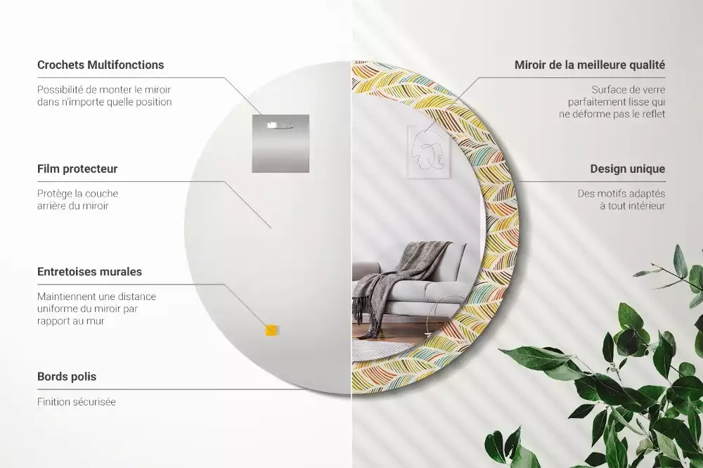 Miroir rond avec décoration Abstrait