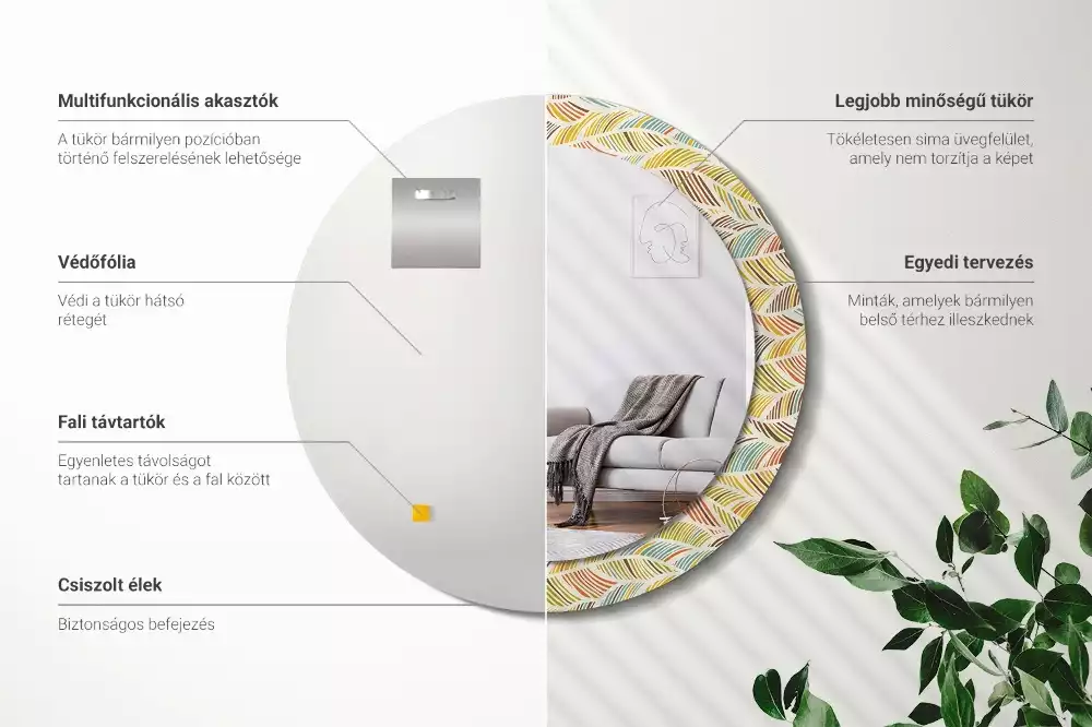 Miroir rond avec décoration Abstrait