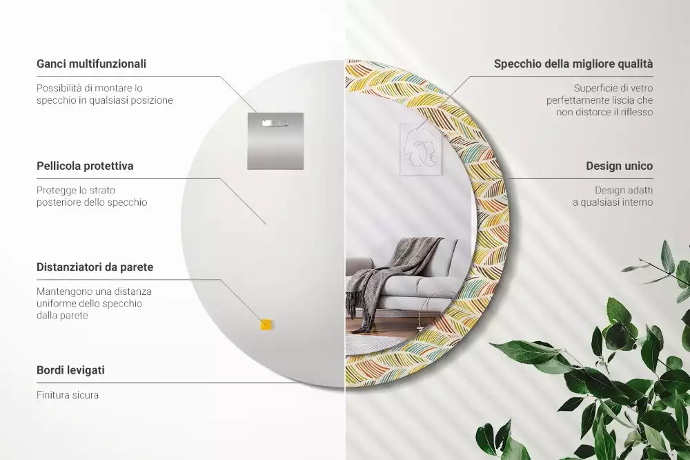 Miroir rond avec décoration Abstrait