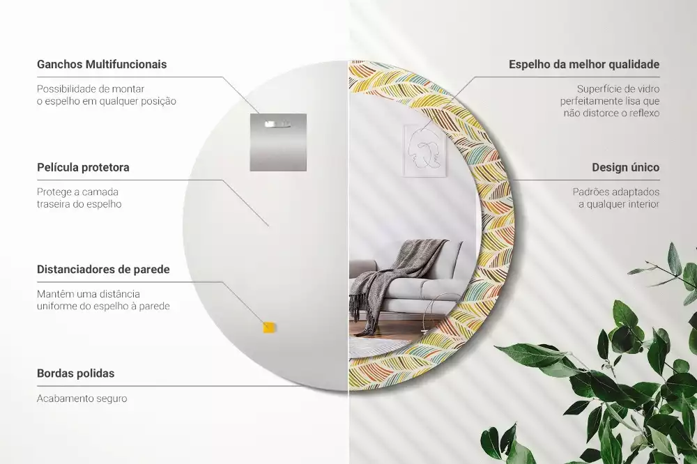 Miroir rond avec décoration Abstrait