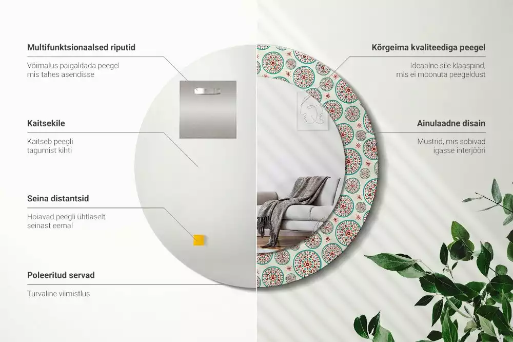 Miroir rond imprimé Motif boho