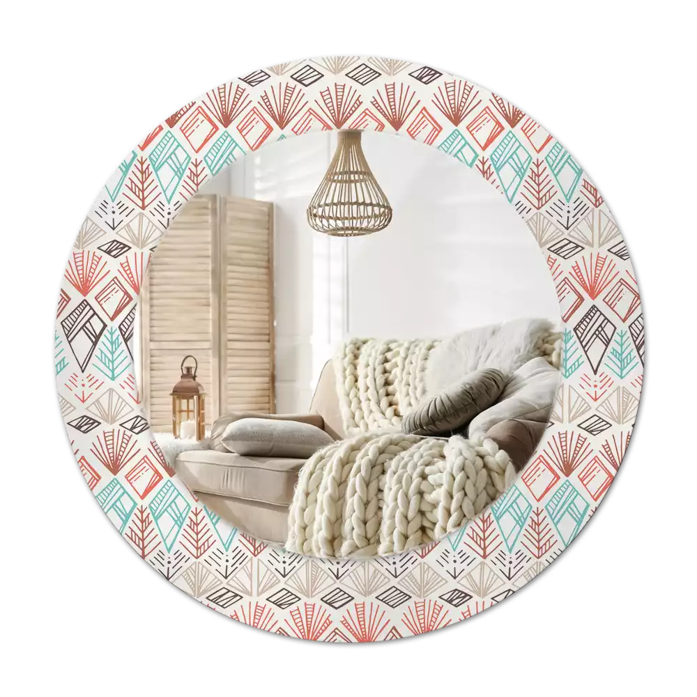 Miroir rond avec décoration Motif ethnique
