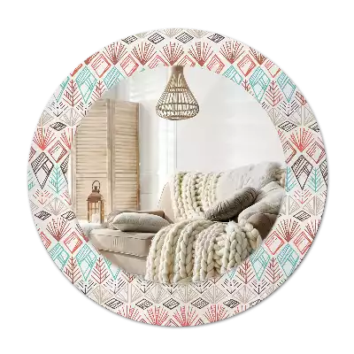 Miroir rond avec décoration Motif ethnique