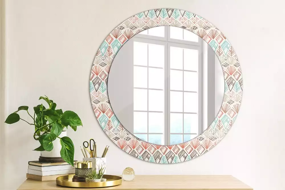 Miroir rond avec décoration Motif ethnique