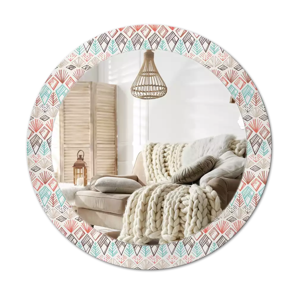 Miroir rond avec décoration Motif ethnique