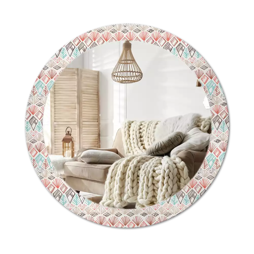 Miroir rond avec décoration Motif ethnique