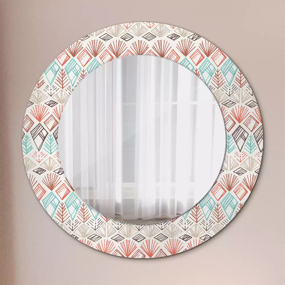 Miroir rond avec décoration Motif ethnique