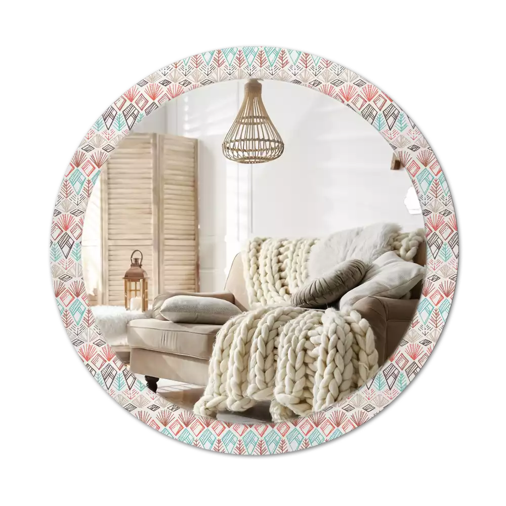 Miroir rond avec décoration Motif ethnique