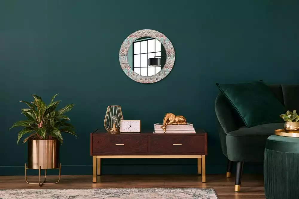 Miroir rond avec décoration Motif ethnique