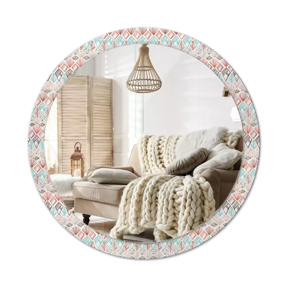 Miroir rond avec décoration Motif ethnique