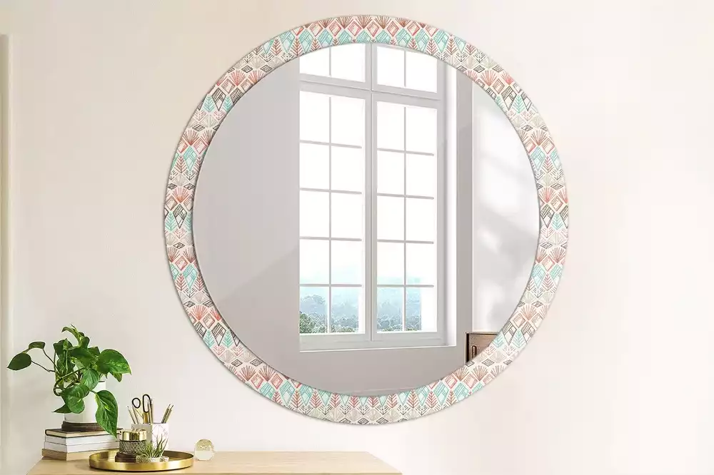 Miroir rond avec décoration Motif ethnique