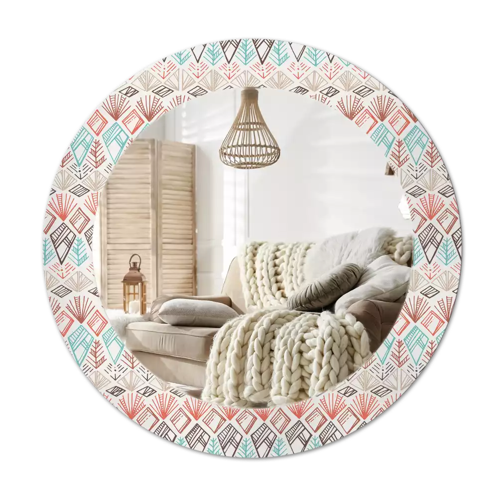 Miroir rond avec décoration Motif ethnique