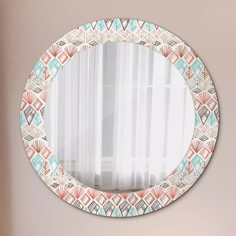 Miroir rond avec décoration Motif ethnique