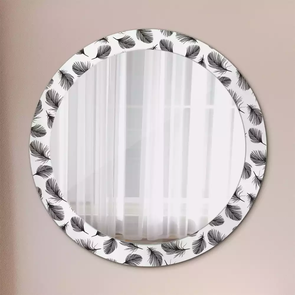 Miroir rond imprimé Plumes