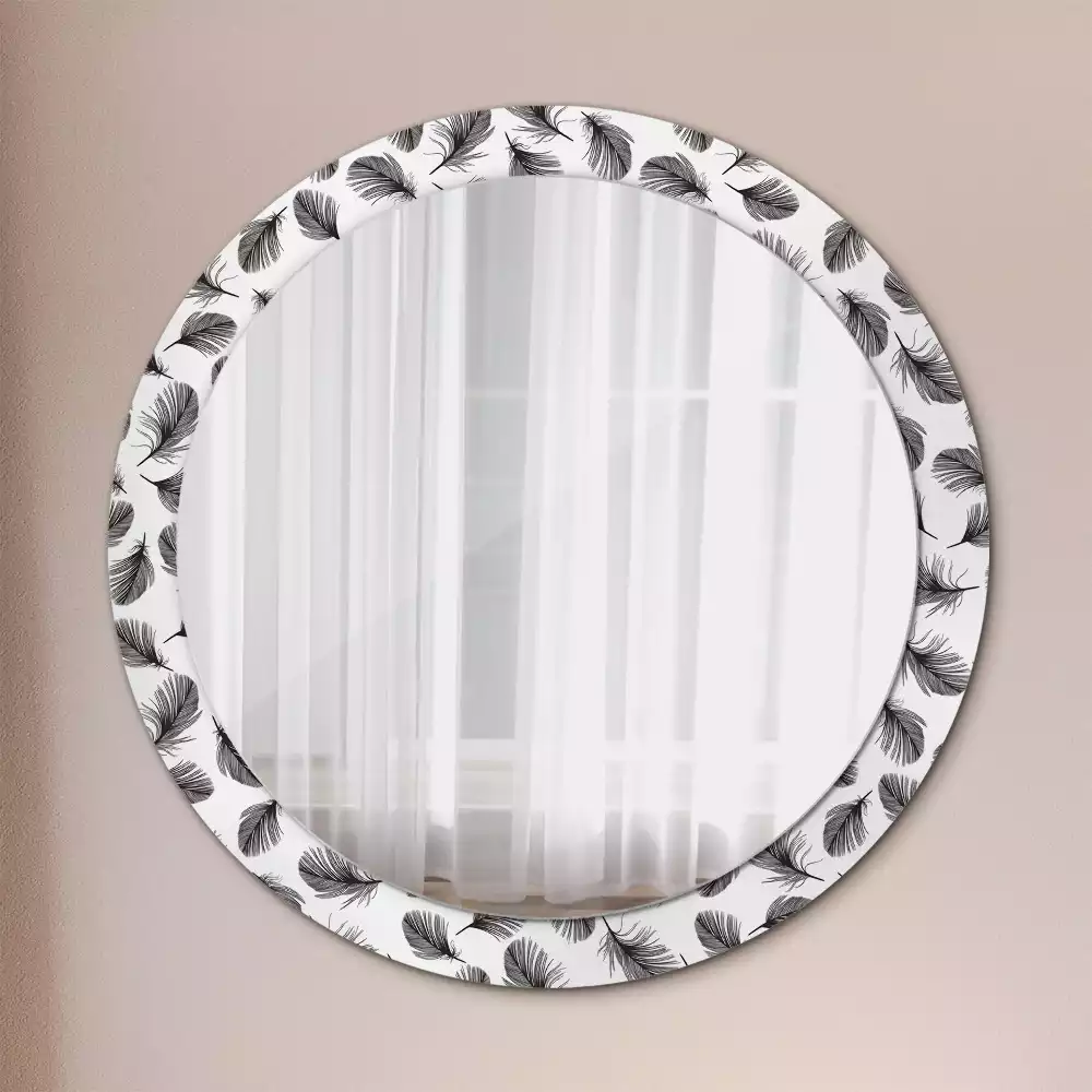 Miroir rond imprimé Plumes