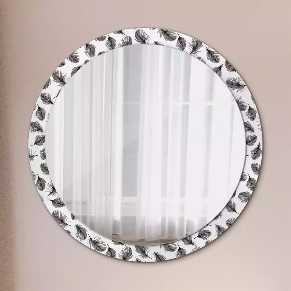Miroir rond imprimé Plumes