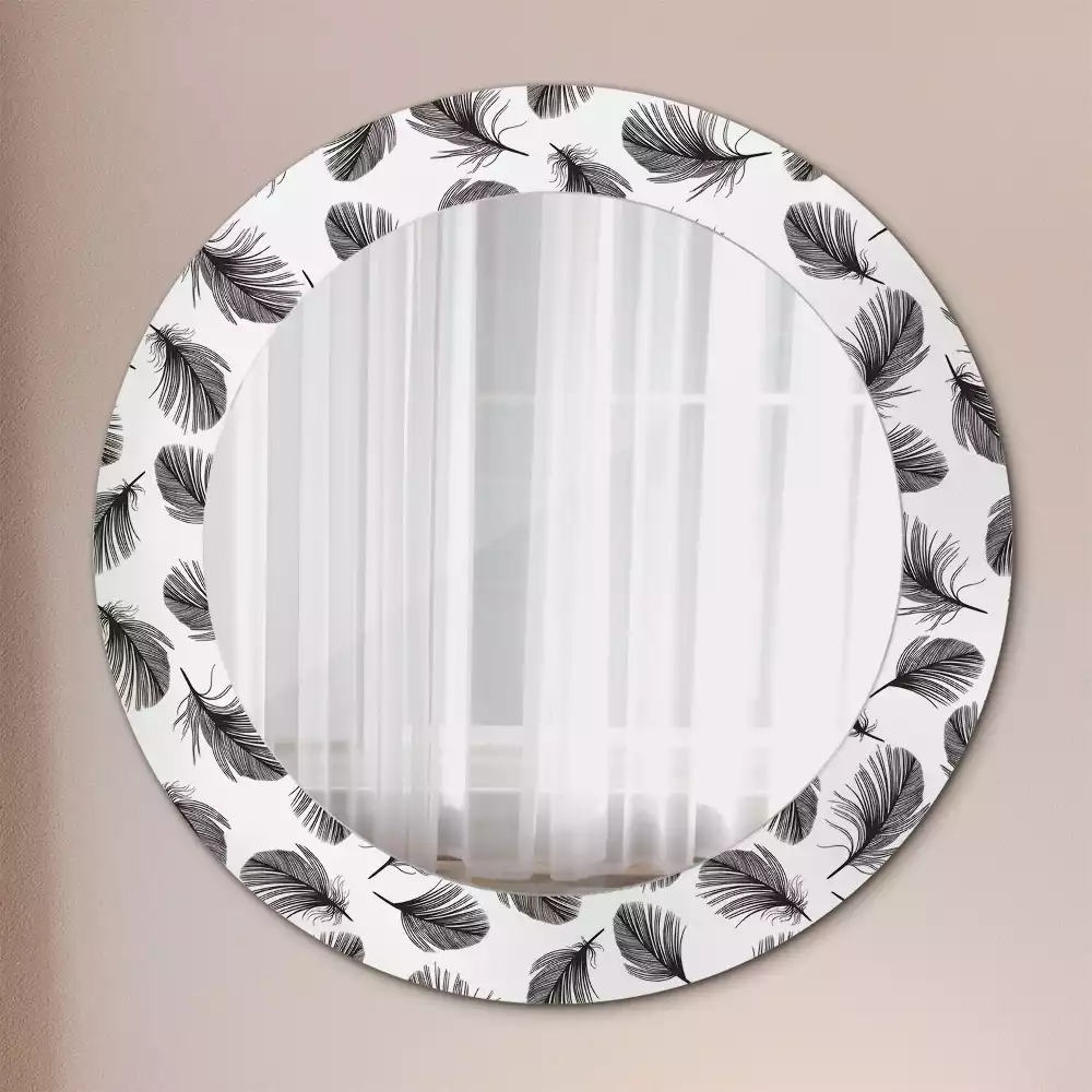Miroir rond imprimé Plumes