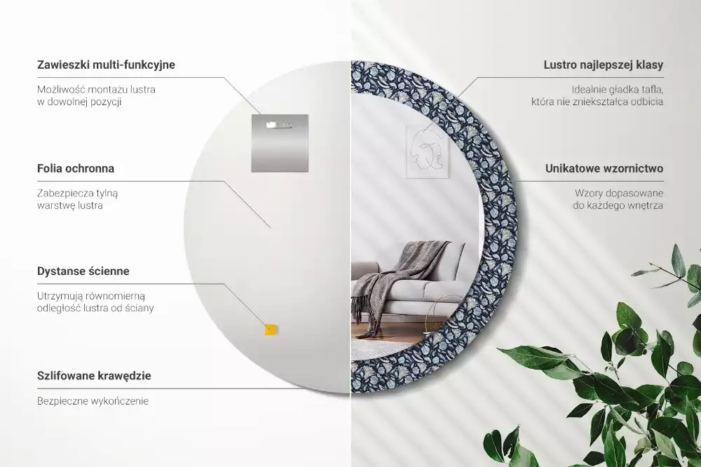 Miroir rond avec décoration Motif boho