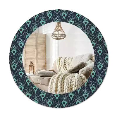 Miroir rond cadre avec impression Motif floral