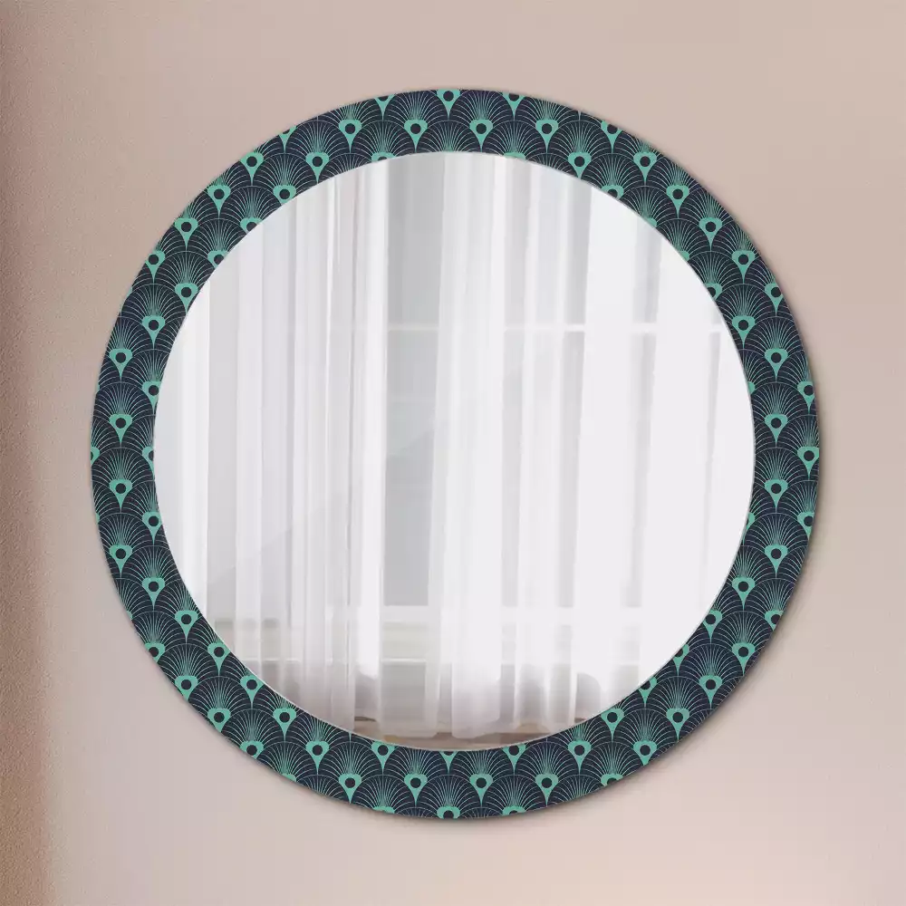 Miroir rond cadre avec impression Motif floral
