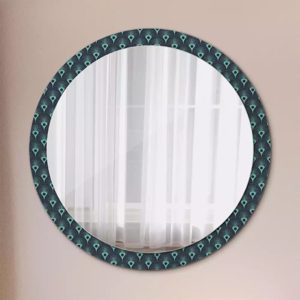 Miroir rond cadre avec impression Motif floral