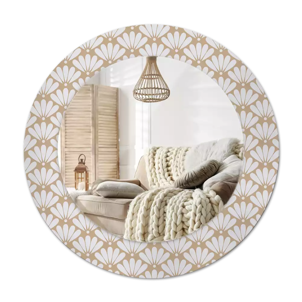 Miroir rond imprimé Fleur orientale