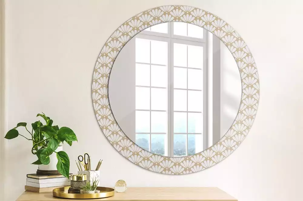 Miroir rond imprimé Fleur orientale