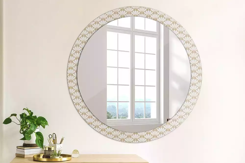 Miroir rond imprimé Fleur orientale