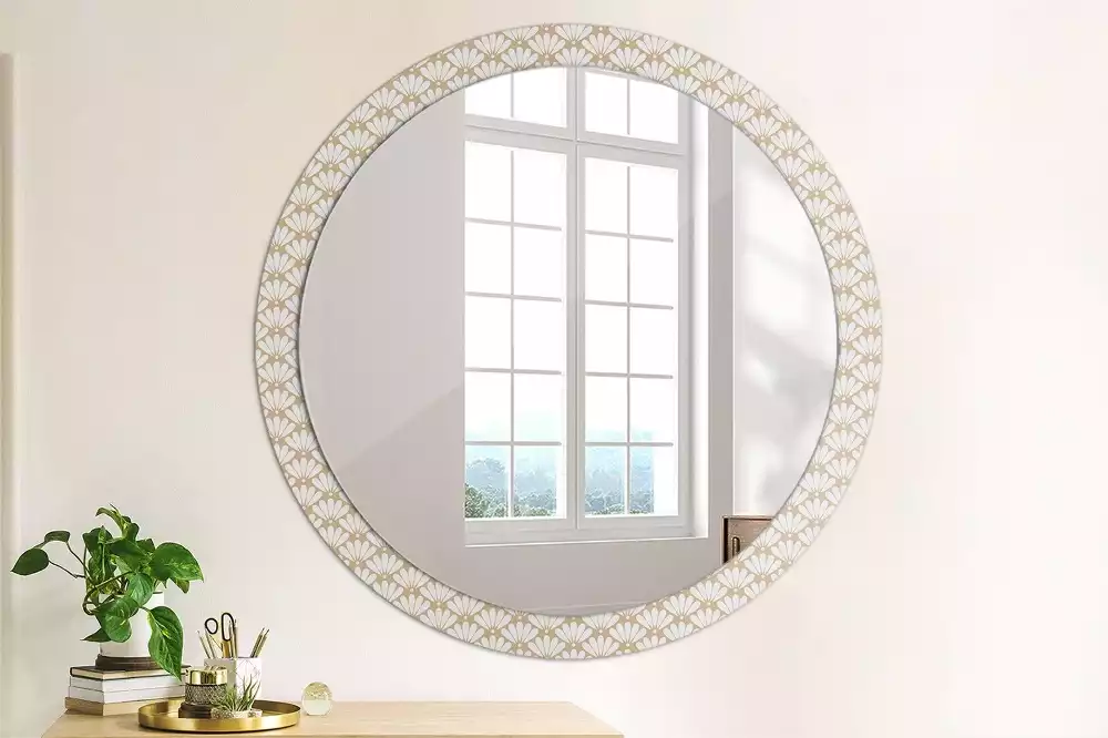 Miroir rond imprimé Fleur orientale
