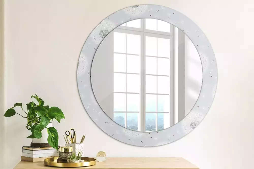 Miroir rond avec décoration Pissenlits