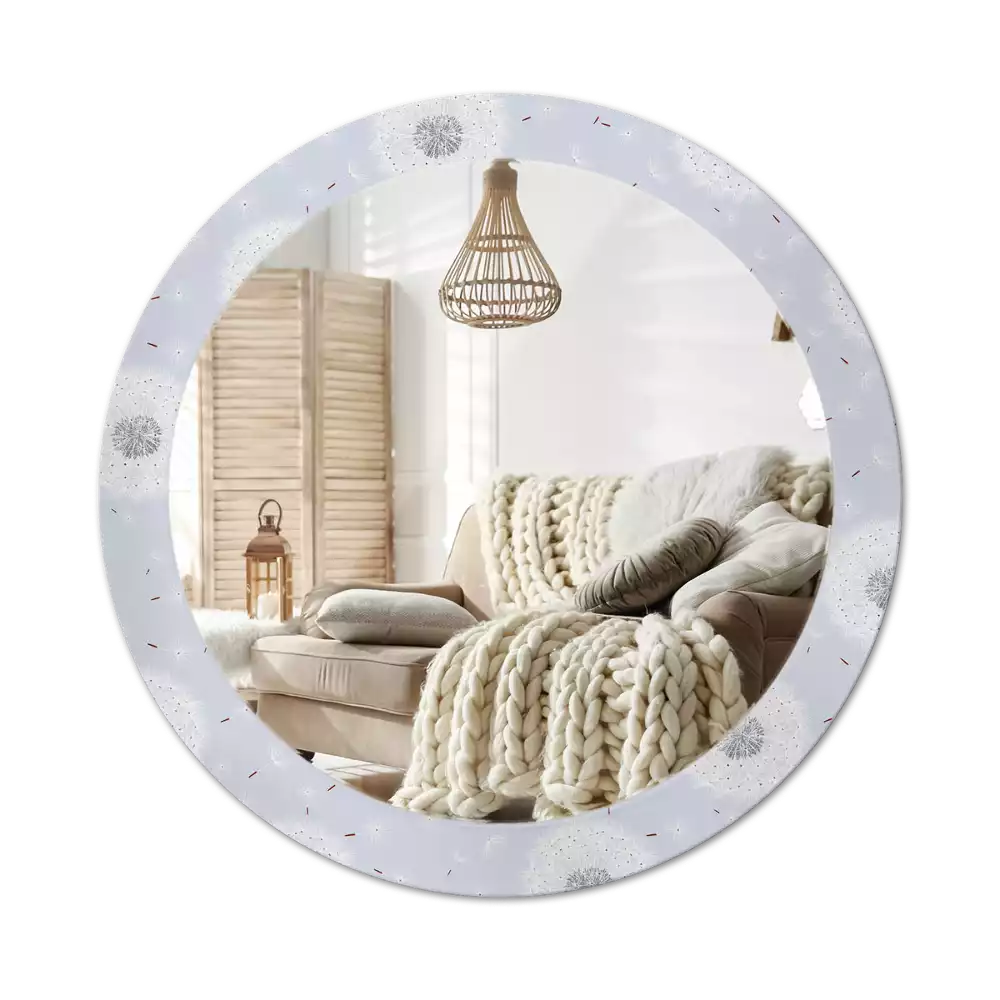 Miroir rond avec décoration Pissenlits