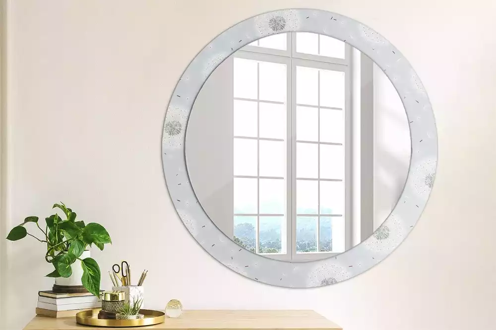 Miroir rond avec décoration Pissenlits