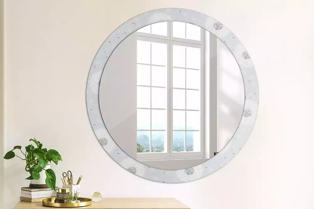 Miroir rond avec décoration Pissenlits