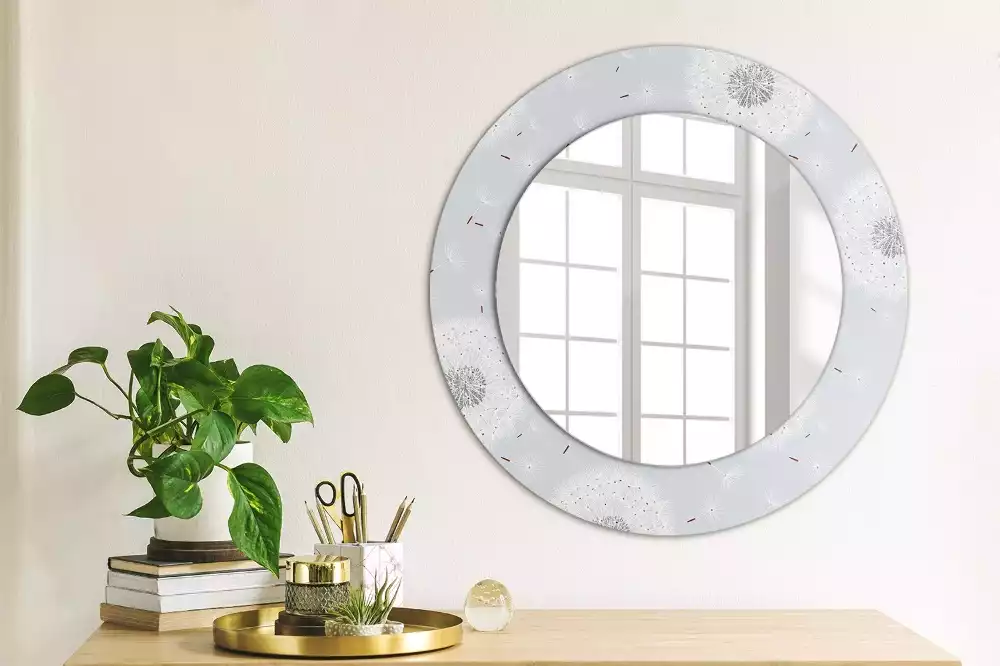Miroir rond avec décoration Pissenlits