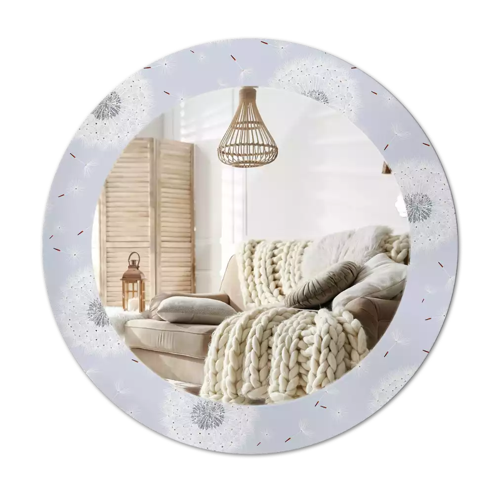 Miroir rond avec décoration Pissenlits